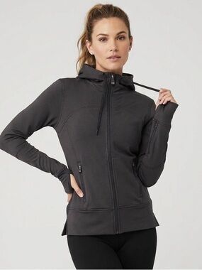 ALO YOGA CoolFit Full Zip Performance Hoodie - Black - XS #143
